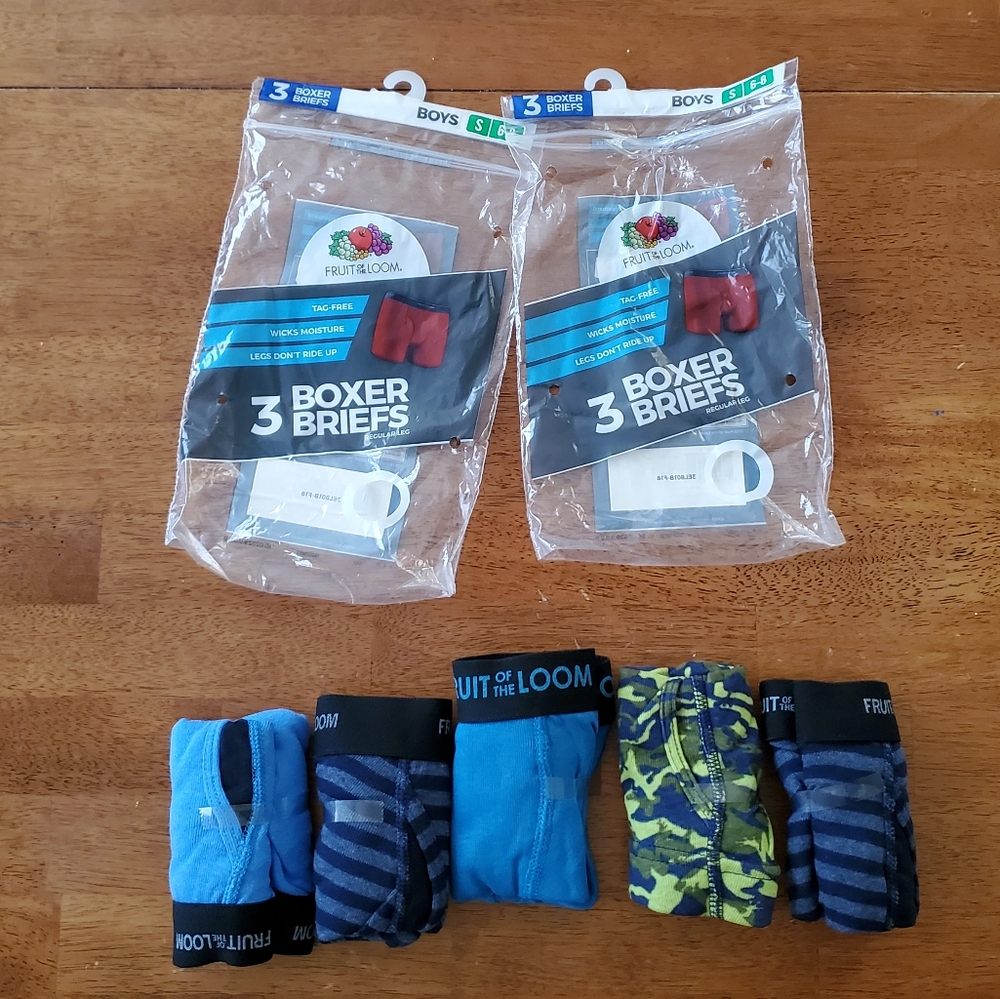 Fruit of the Loom boxer briefs (5) sz Small 6-8